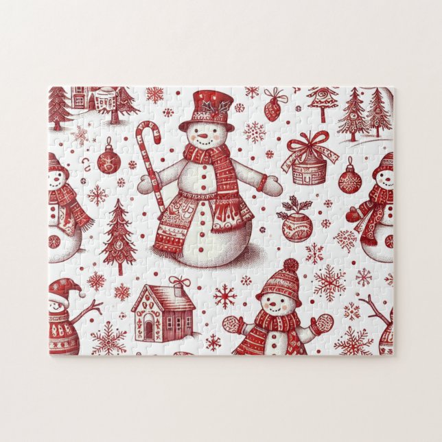 Quebra-cabeça de Natal Toile Snowman (Horizontal)