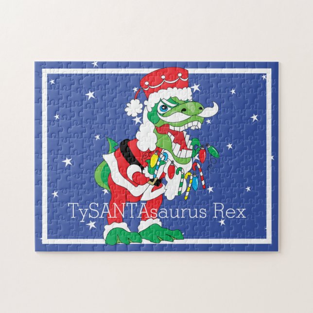 Quebra-cabeça de Natal TySANTAsaurus Rex Personali (Horizontal)