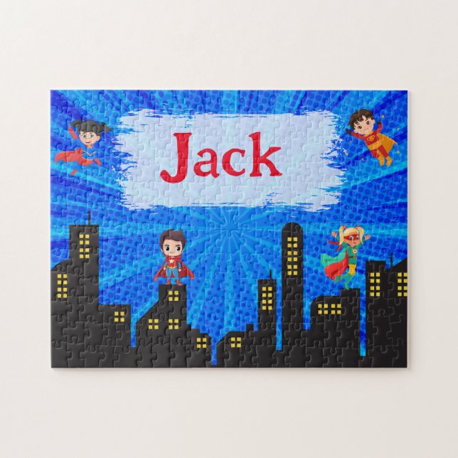 Quebra-cabeça de Nome Filho Super Herói Personaliz (Horizontal)