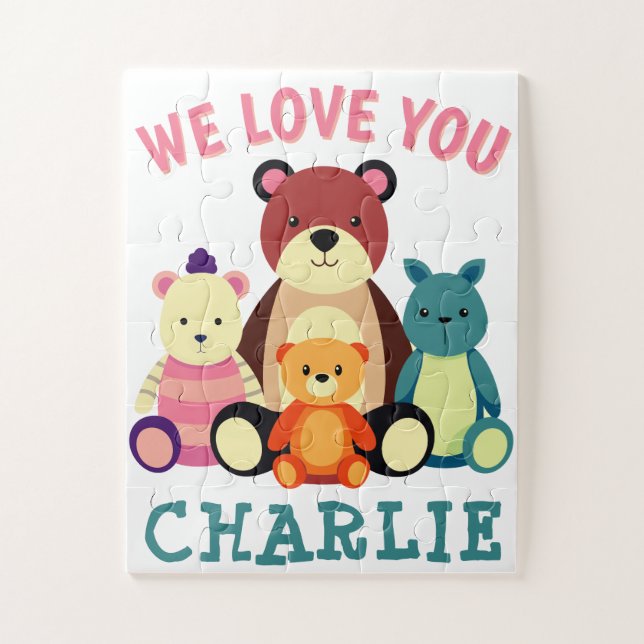 Quebra-cabeça de Nome Personalizado com Animais (Vertical)