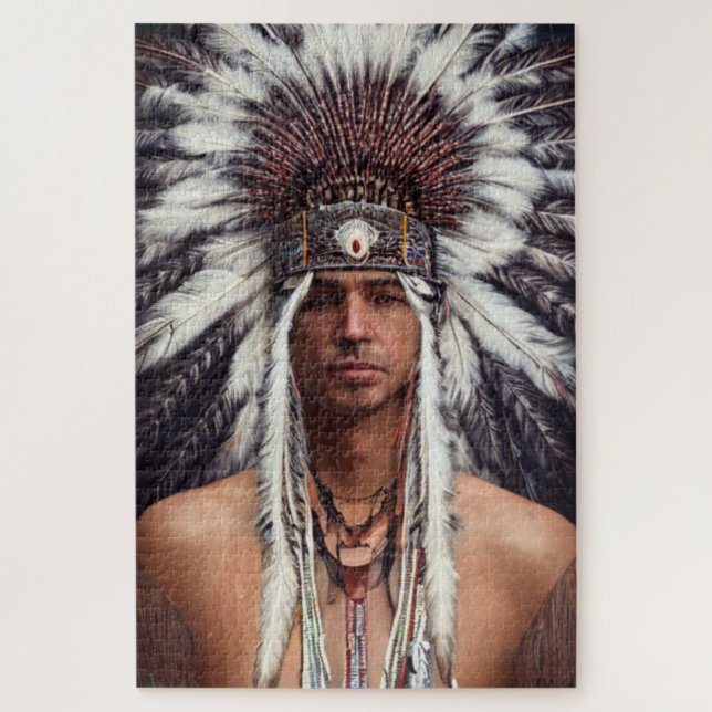 Quebra-cabeça de Ojibwa Americano Nativo (Vertical)