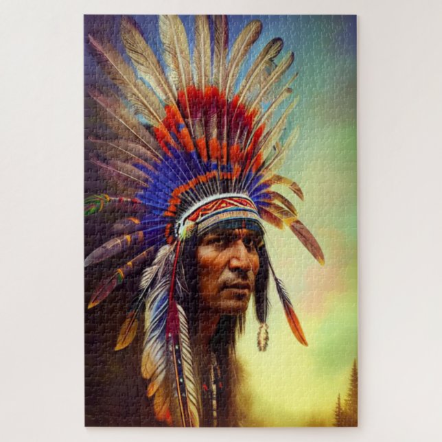 Quebra-cabeça de Ojibwe Americano Nativo (Vertical)