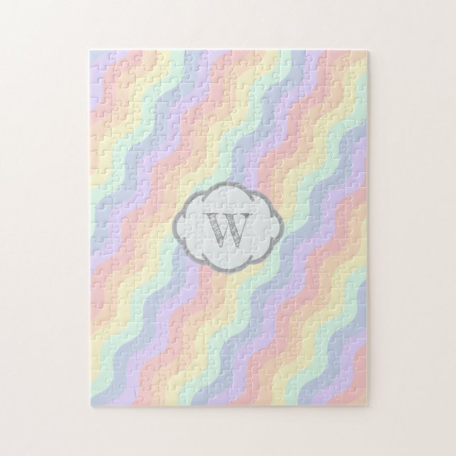 Quebra-cabeça de Ondas de Arco-íris Pastel (Vertical)