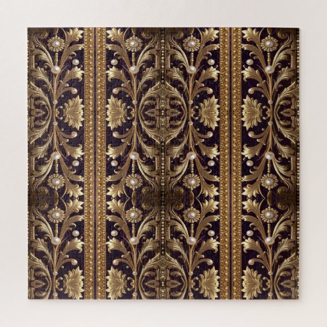 Quebra-cabeça de Ornamento Floral Dourado (Vertical)