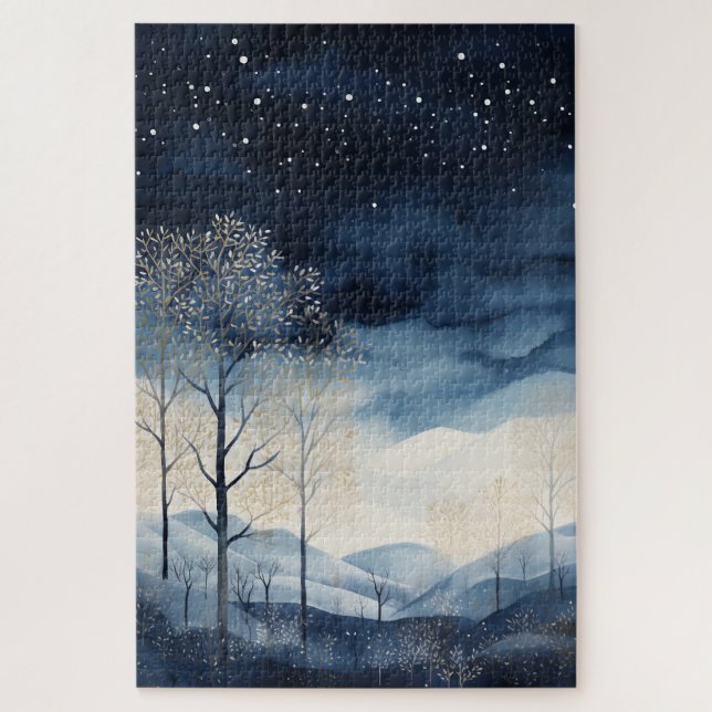 Quebra-cabeça de Paisagem de Inverno de Neve (Vertical)