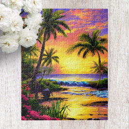 Quebra-Cabeça de Paisagem de Praia Tropical