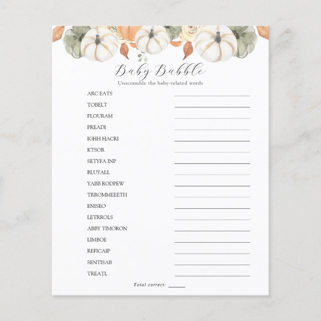 Quebra-Cabeça de Palavras do Balbucio do Bebê (Frente)