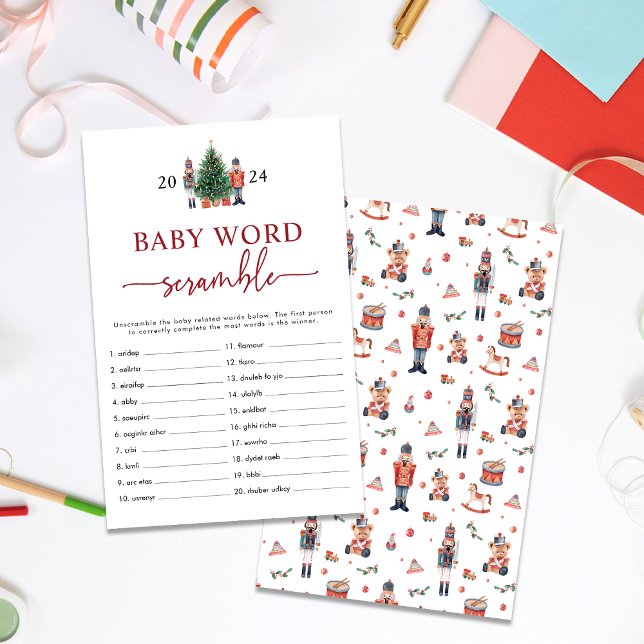 Quebra-Cabeça de Palavras do Quebra-Nozes (Baby Word Scramble Holiday Nutcracker Baby Shower Game)