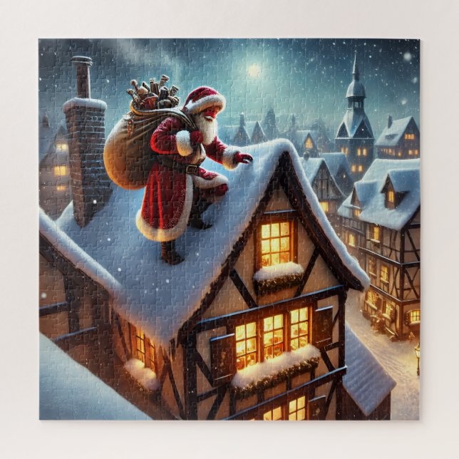 Quebra-cabeça de Papai noel de telhados (Vertical)