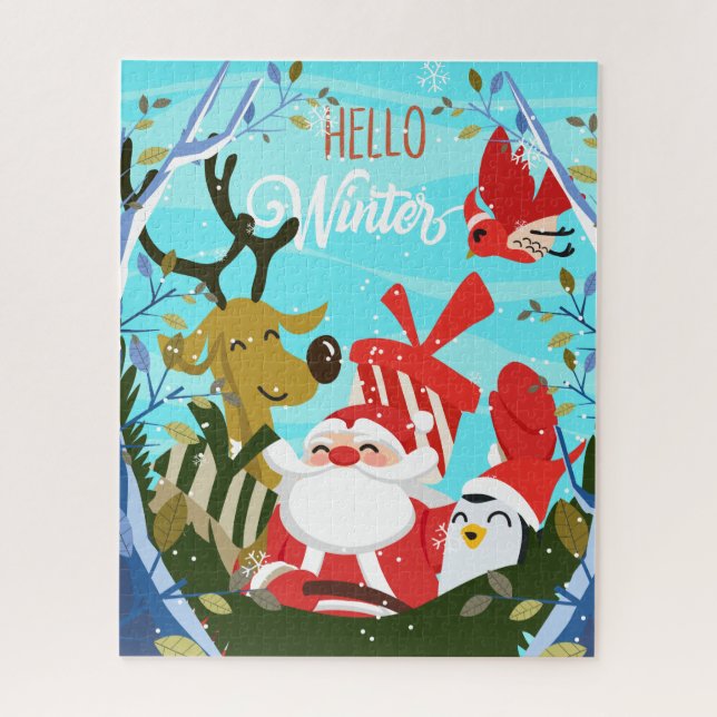 Quebra-cabeça de Papais noeis e amigos de inverno  (Vertical)