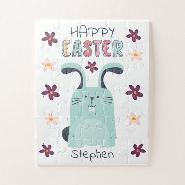 quebra-cabeça de páscoa com coelho e flores para c (Vertical)