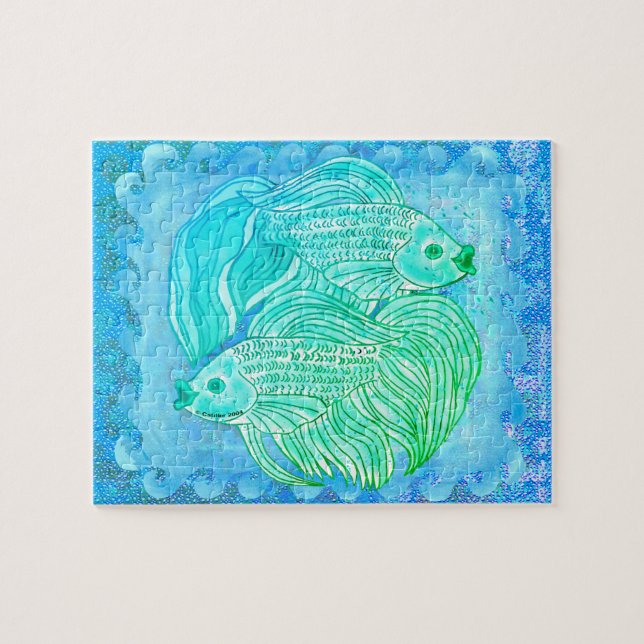 Quebra-cabeça de Peixe Koi Yin Yang (Horizontal)