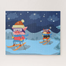 Quebra-cabeça de Pig e Fox Skiing