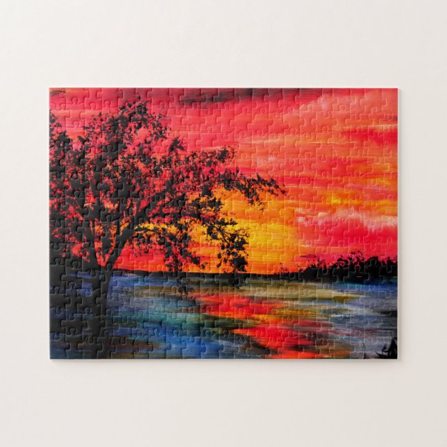 Quebra-cabeça de pintura do pôr do sol (Horizontal)