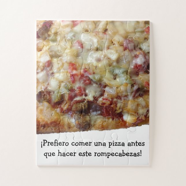 Quebra-cabeça de Pizza com Citação em Espanhol (es (Vertical)