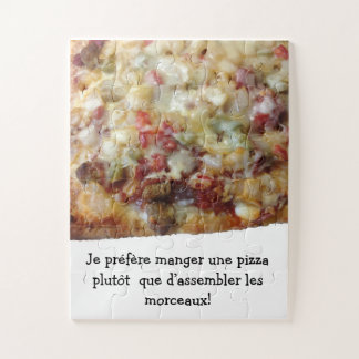Quebra-cabeça de Pizza com Citação Engraçada em Fr