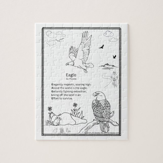 Quebra-cabeça de poema acróstico de Águia, 8x10 po (Vertical)