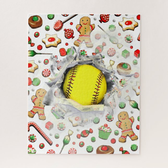 Quebra-cabeça de presente de Natal de softball úni (Vertical)