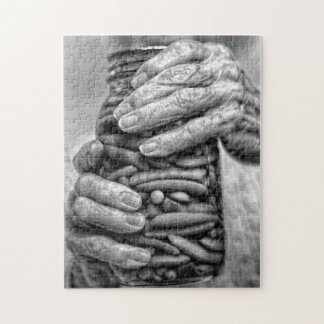 Quebra-cabeça de preto e branco nostálgico