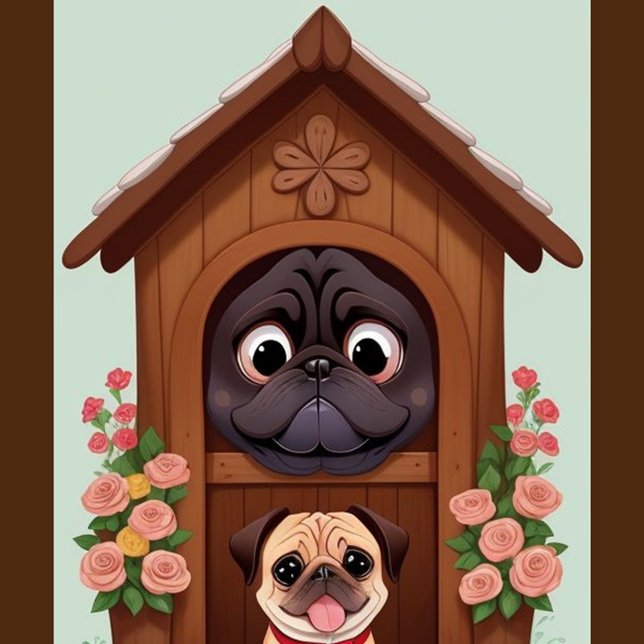 Quebra-cabeça de Pug Dog House (Turn designs, photos, and text into a great game with customizable puzzles!)