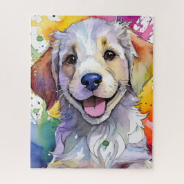 Quebra-cabeça de puppy do retriever do Ouro