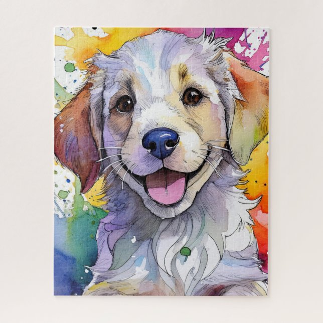 Quebra-cabeça de puppy do retriever do Ouro (Vertical)