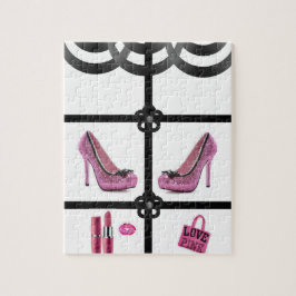 quebra-cabeça de quebra-cabeça preto branco rosa