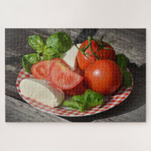 quebra-cabeça de queijo e tomate