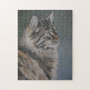 Quebra-cabeça de Reprodução de Arte Gata Longa