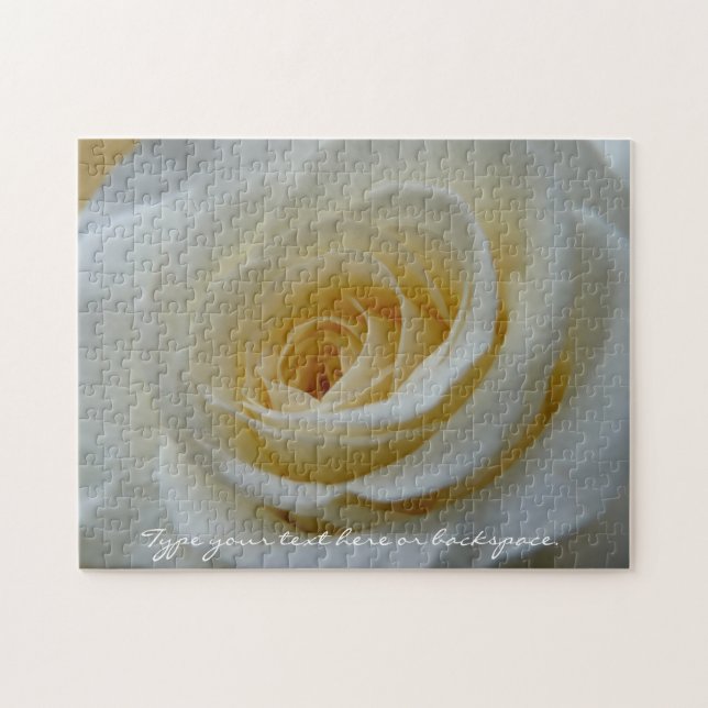 Quebra-cabeça de rosa branca personalizadas com Qu (Horizontal)