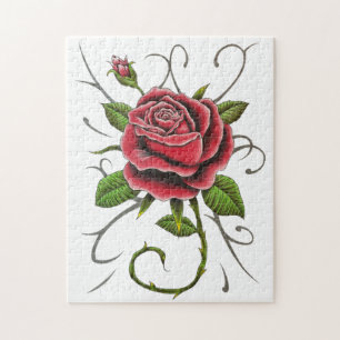 quebra-cabeça de "Rosa vermelha de estilo de tatu