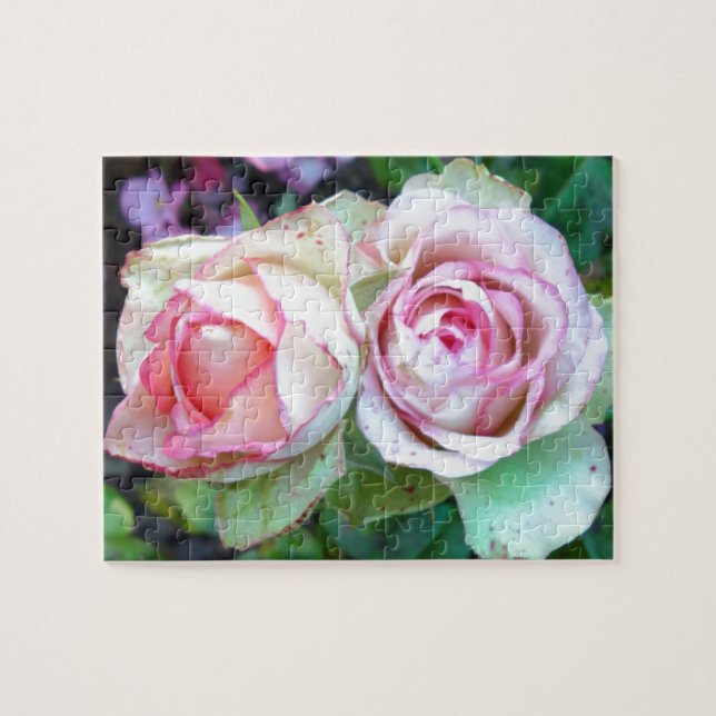 Quebra-cabeça de Rosas Rosa com Caixa de Presente (Horizontal)