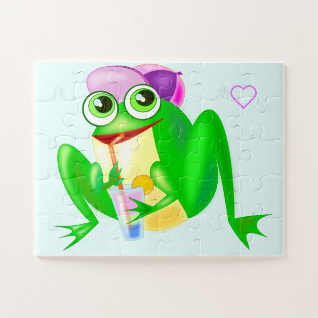 Quebra-cabeça de Sapo de Partido Feliz - Pintura (Horizontal)