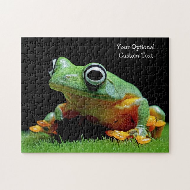 Quebra-cabeça de Sapo de Texto Personalizados (Horizontal)