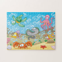 Quebra-cabeça de Sealife do bobo, 11" x 14", 252 p