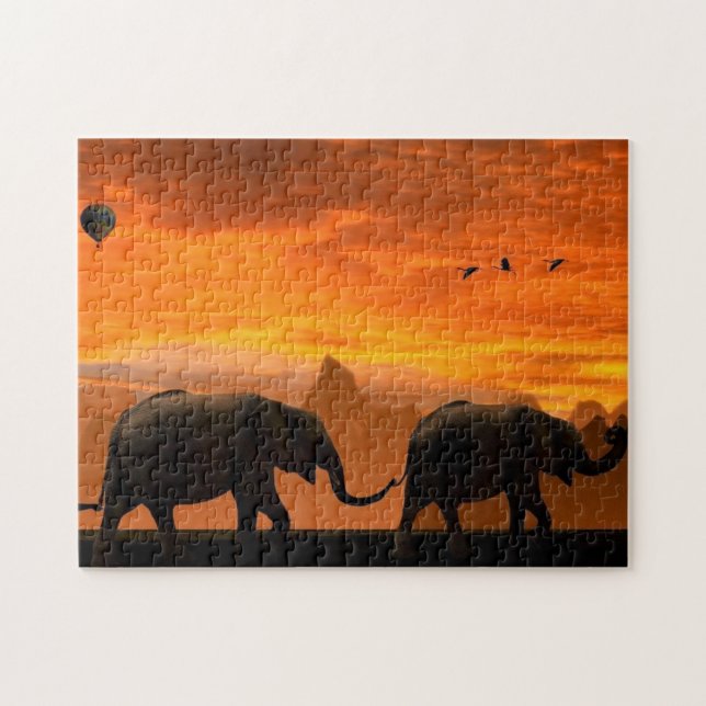 Quebra-cabeça de serra da Família Elphants (Horizontal)