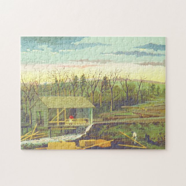 Quebra-cabeça de serraria histórica (Horizontal)