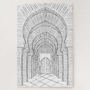 Quebra-cabeça de serrote marroquino, preto e branc