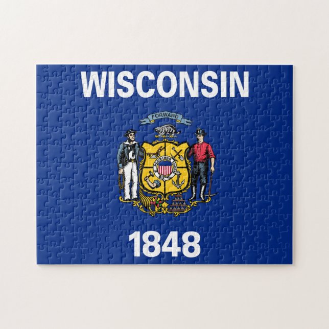 Quebra-cabeça de Sinalizador do Estado de Wisconsi (Horizontal)