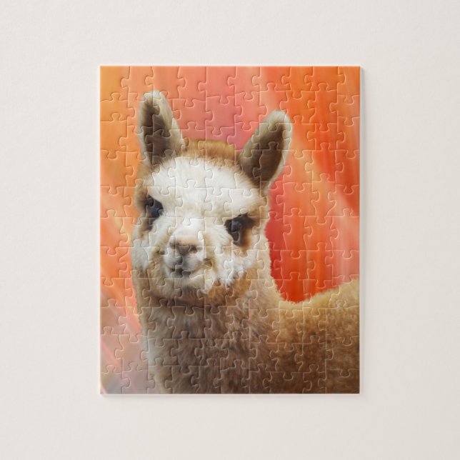 Quebra-cabeça de sorriso bonitos da alpaca (Vertical)