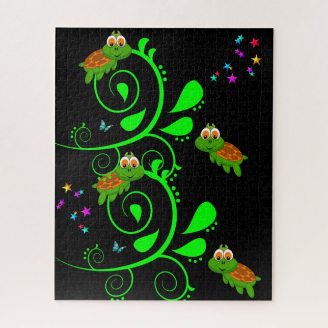 Quebra-cabeça de Tartarugas Verdes (Vertical)