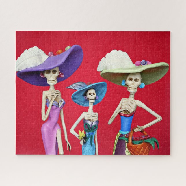 Quebra-cabeça de três catrinas (Horizontal)