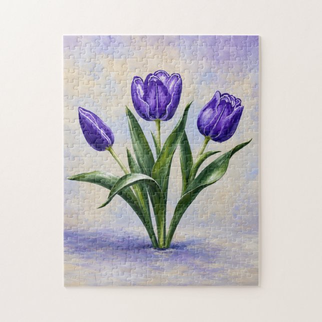 Quebra-cabeça de Tulipas Roxas (Vertical)