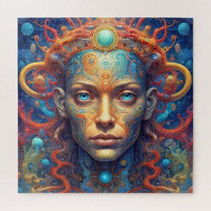 Quebra-cabeça de um retrato fantástico de uma meni