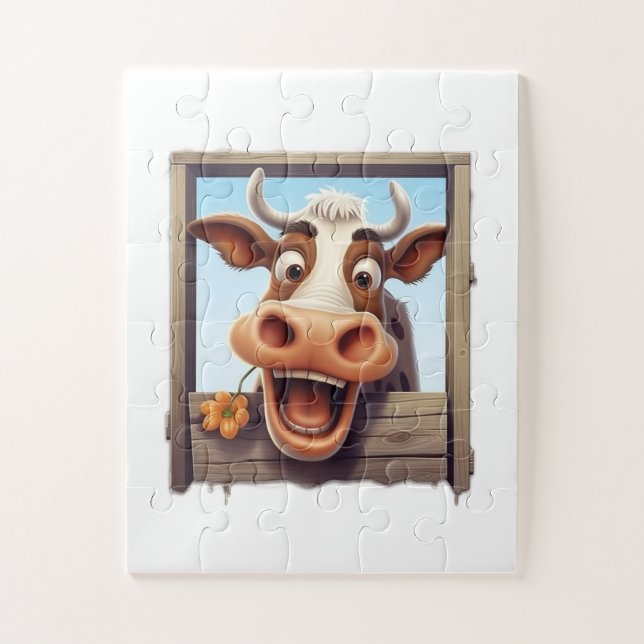 Quebra-cabeça de Vaca Engraçado para Crianças (Vertical)