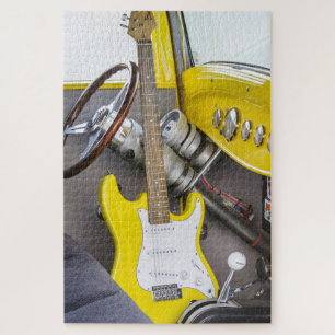 quebra-cabeça de violão amarelo