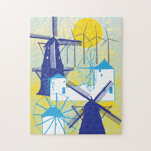 Quebra-cabeça de Windmills 11x14 para Pessoas cega (Vertical)