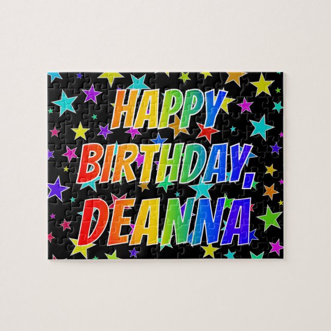 Quebra-cabeça "DEANNA" Primeiro Nome, Diversão "FELIZ ANIVERSÁRI (Horizontal)