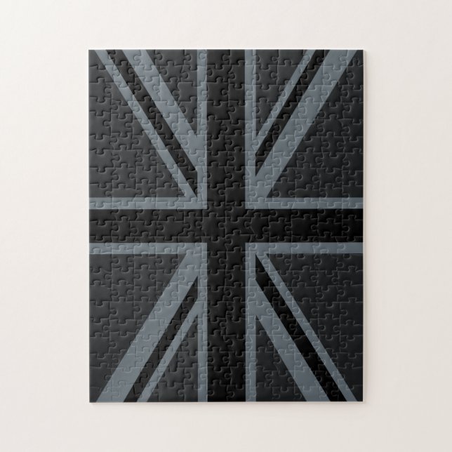 Quebra-cabeça Decoração britânica preta da bandeira de Union (Vertical)