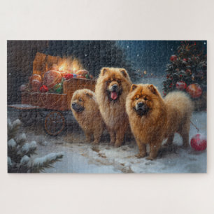 Quebra-cabeça Decoração de Natal Trine Cheia de Neve Chow Chow